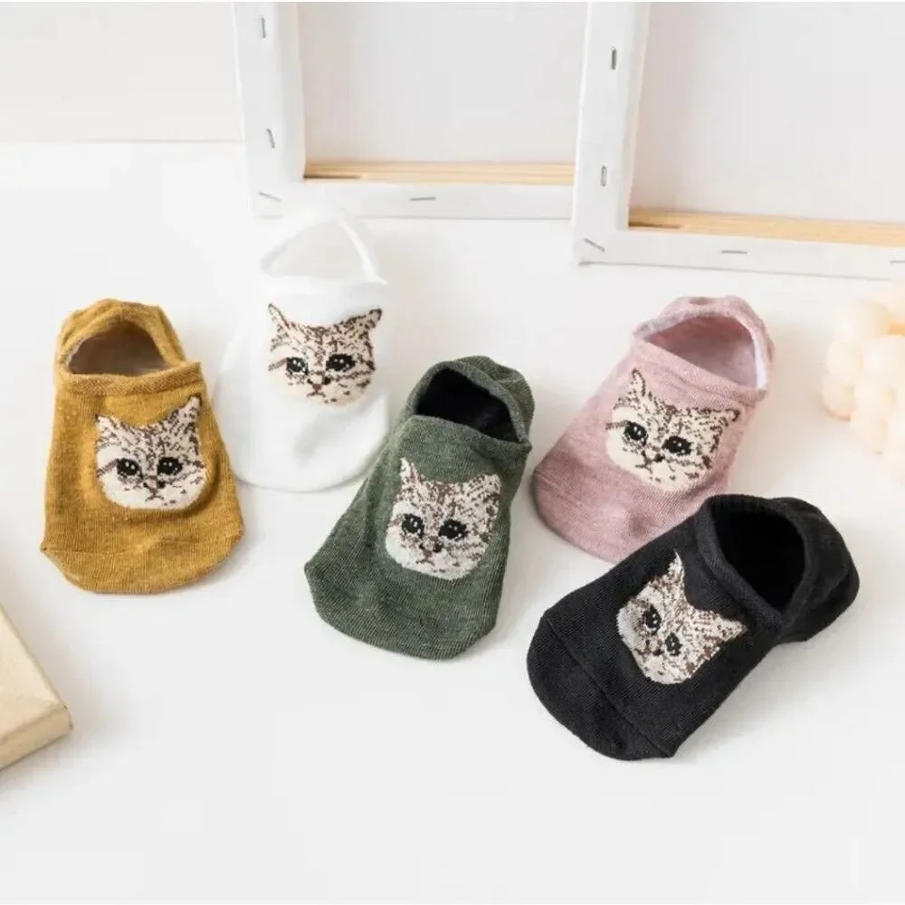 Kitty cat no show ankle sock bundle 5 pk